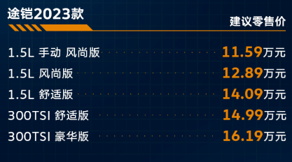 途铠1.4t舒适版裸车价，途铠1.4t落地价